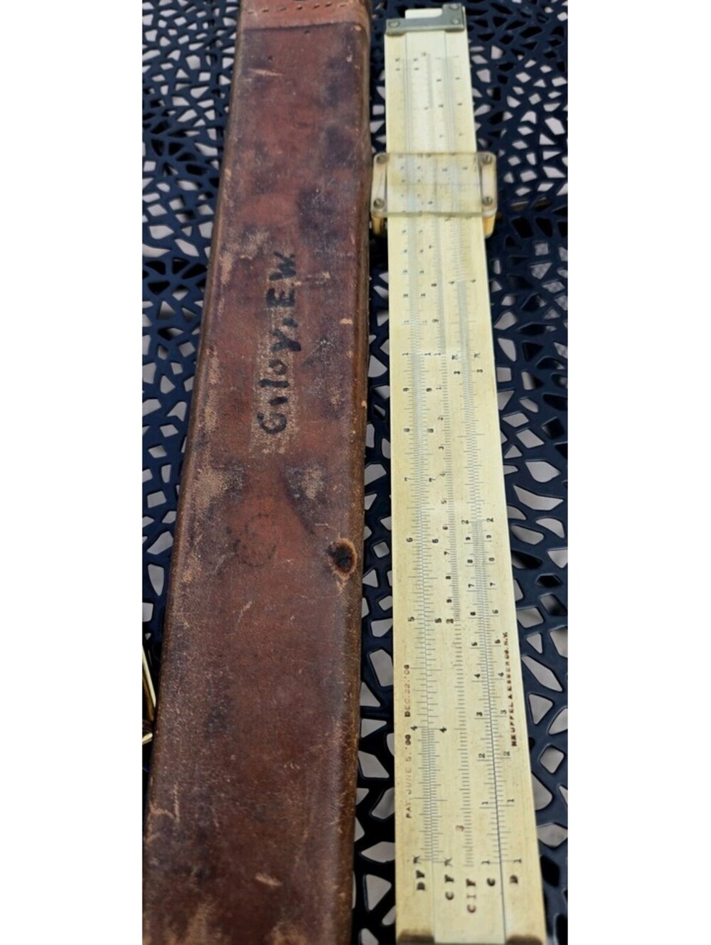 Antique Keuffel Esser K&E Slide Rule w/Metal Cursor Bars w Case